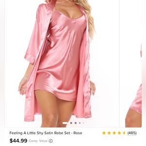Fashion Nova Satin Robe and Slip Set - Rose